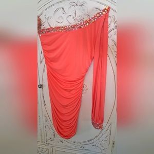 Bright Orange glam dress. Size M by Jodi Kristopher